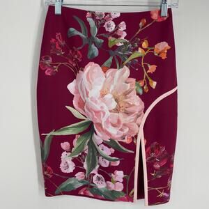 Ted Baker Skirt Womens 0 Kalena Serenity Side Slit Pencil Floral Luxury Feminine